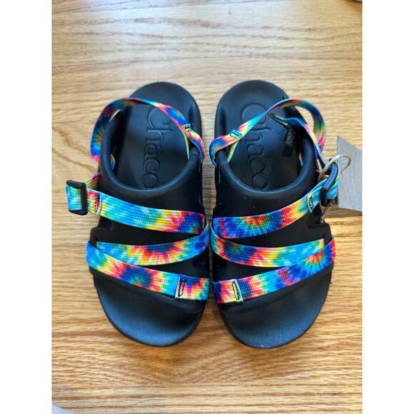 NEW Chacos Chillos Sport Big Kids Dark Tie Dye Sandals, Sz 2, Unisex (C107) - Picture 4 of 9
